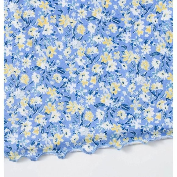 Blue Floral Print Lettuce Edge Dress - Picture 5 of 7